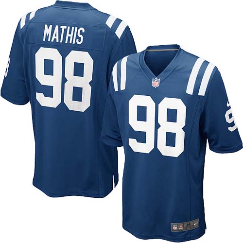 Men's Game Robert Mathis Nike Jersey Royal Blue Home - #98 NFL Indianapolis Colts